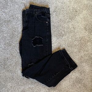 SHEIN Black Distressed Flare Jeans